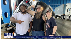 Image of All-State Career School student Wysem Irby helps rescue a truck driver, while training to take his own CDL test
