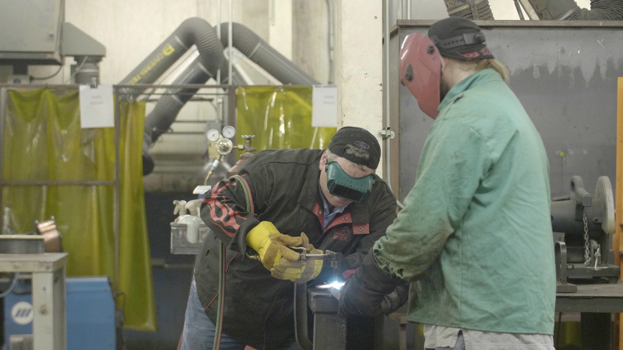 welding student working in lab